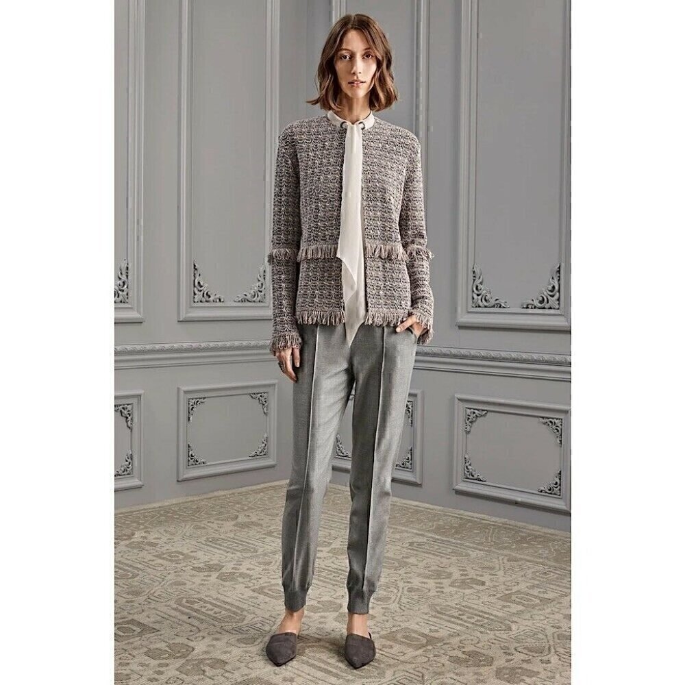 NEW St John Jacket Size 12 Women's Textural Powder Tweed Jacket Pink Vogue 2017